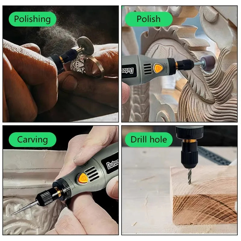 10W USB Cordless Mini Rotary Tool, 3-Speed Rechargeable Engraver & Mini Drill for DIY Woodworking & Crafts