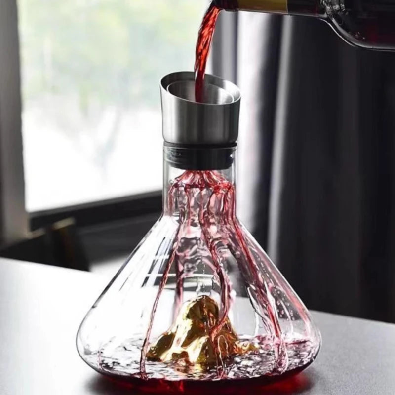 Iceberg Handmade Lead-Free Crystal Whisky and Wine Decanter Carafe with Pourer, 1.5L (1500 ml / 50.7 fl oz) Thickened Bar Dispenser