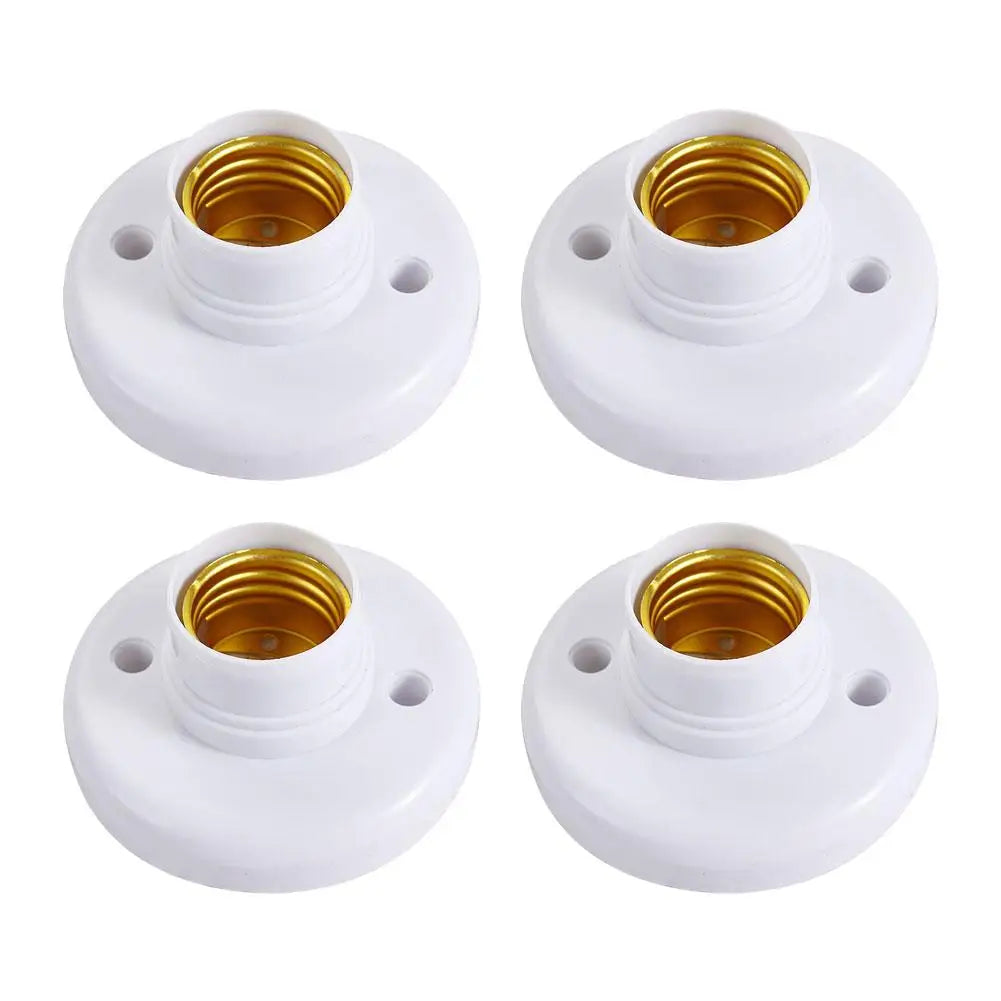 E27 Screw Lamp Holder Socket Adapter 220V White Ceiling Light Bulb Base 1/4-Pack