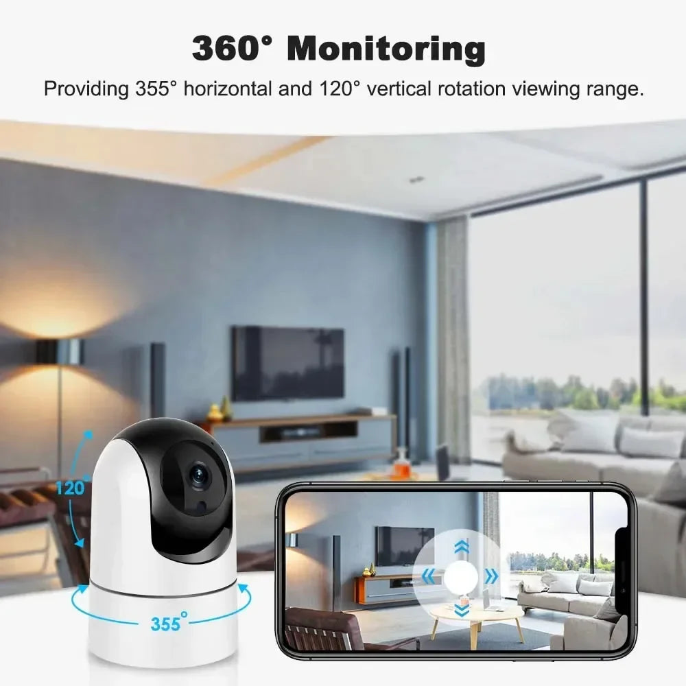 Indoor 6MP WiFi PTZ Camera (2.4/5GHz) — Auto-Tracking Baby Monitor with Two-Way Audio & 10m Night Vision