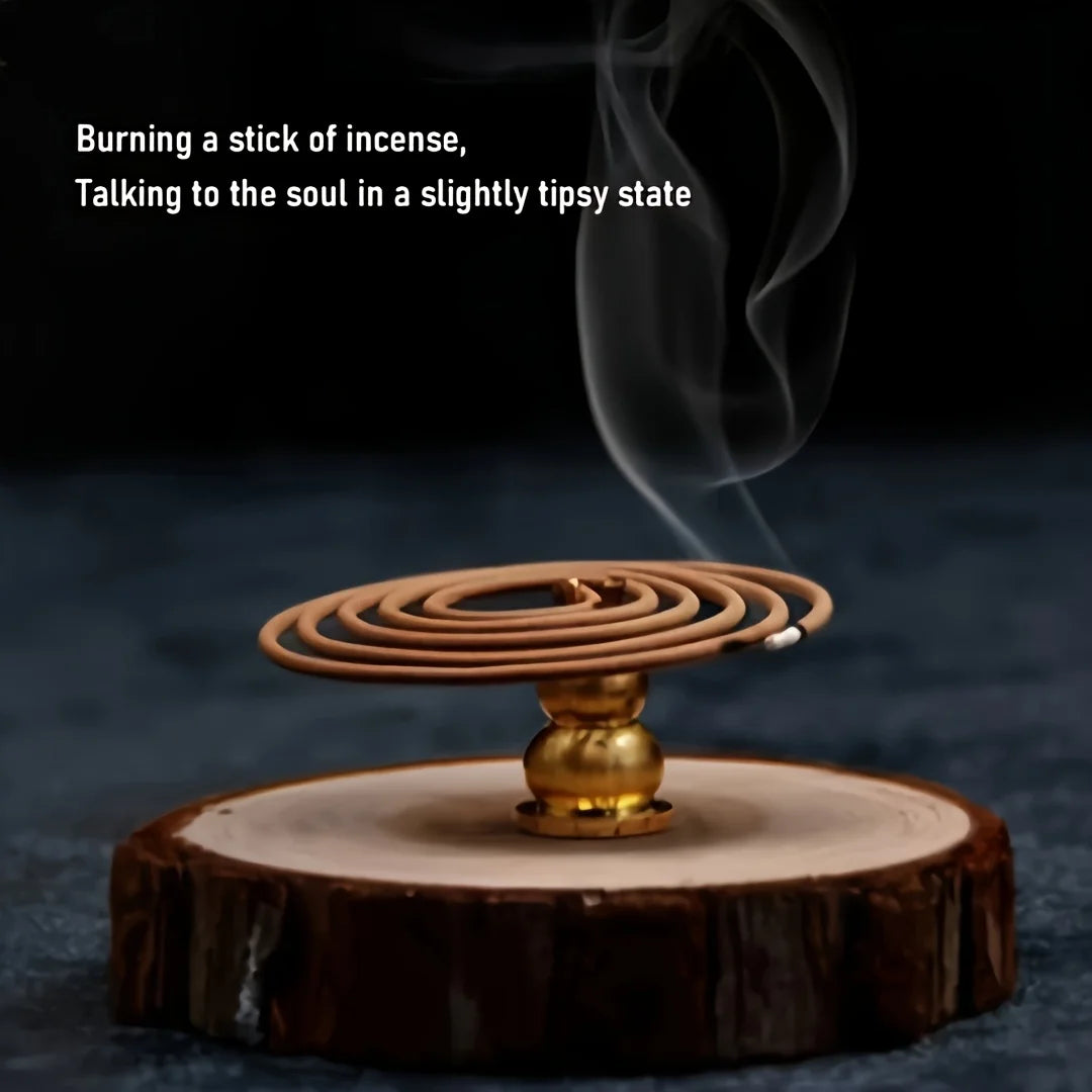 Coffee & Sandalwood Coil Incense with Stand — Scented Home Fragrance for Yoga, Meditation & Relaxation
