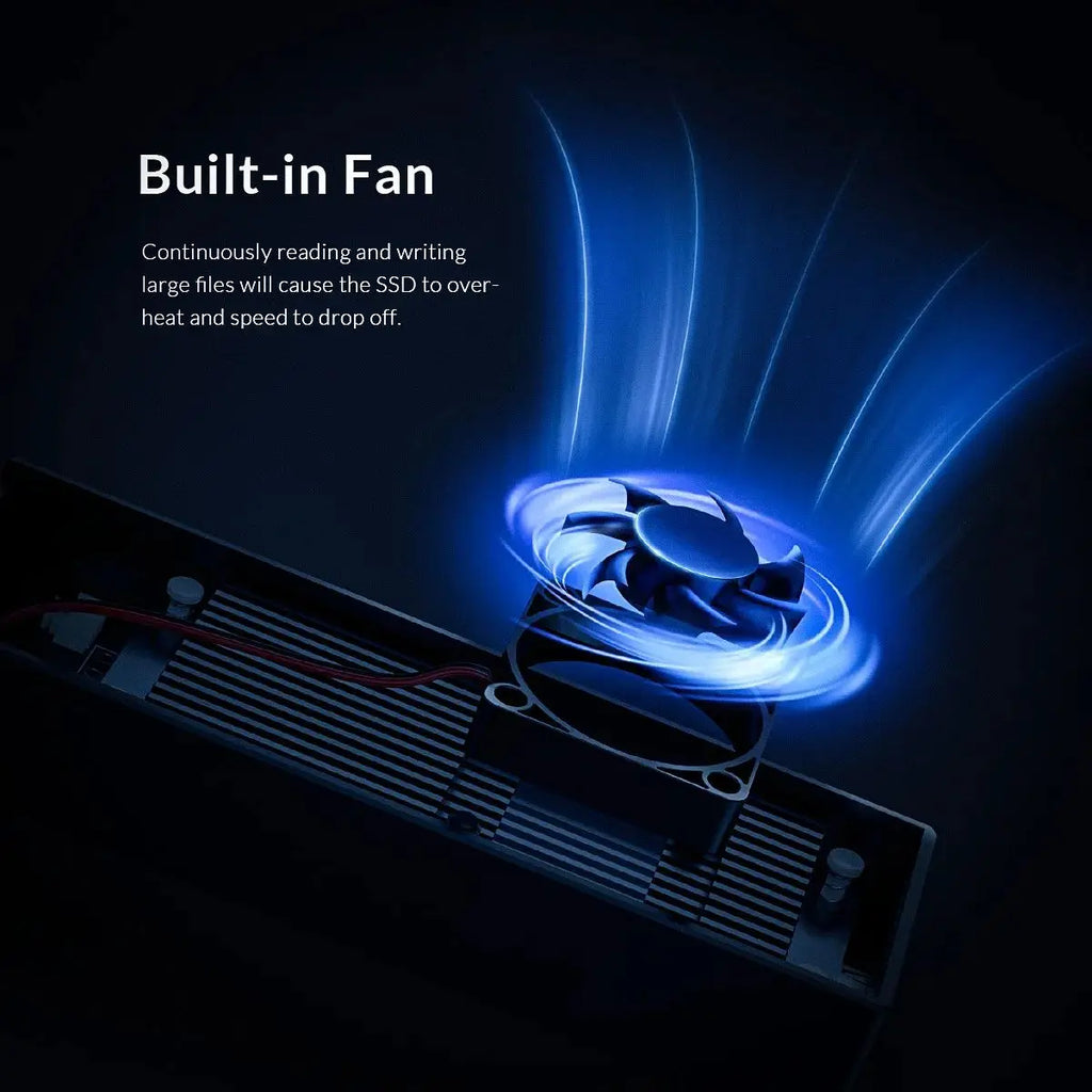 20Gbps M.2 NVMe SSD Enclosure with Built-in Cooling Fan, USB 3.2 Gen2x2 Type-C for M.2 2230/2242/2260/2280