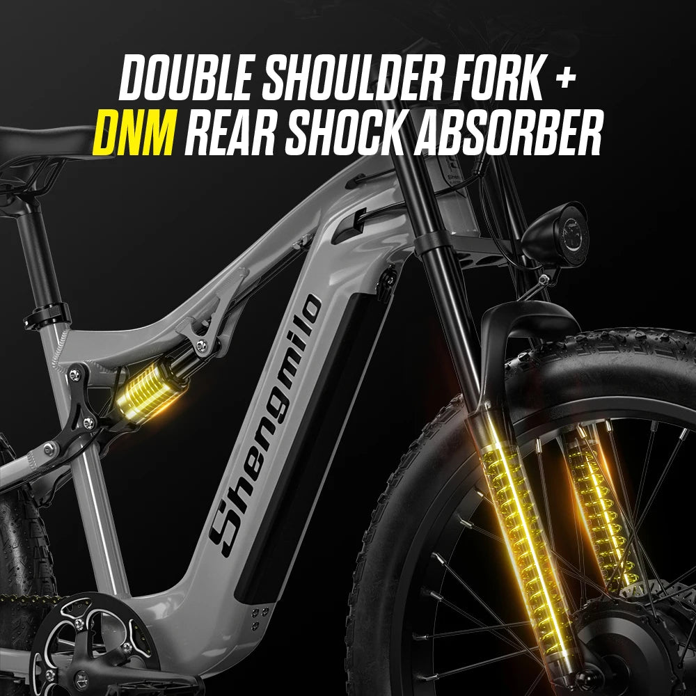 26-Inch 2000W Dual Motor Electric Mountain Bike, 7-Speed Fat Tire E-Bike, 48V 17.5Ah Removable Battery