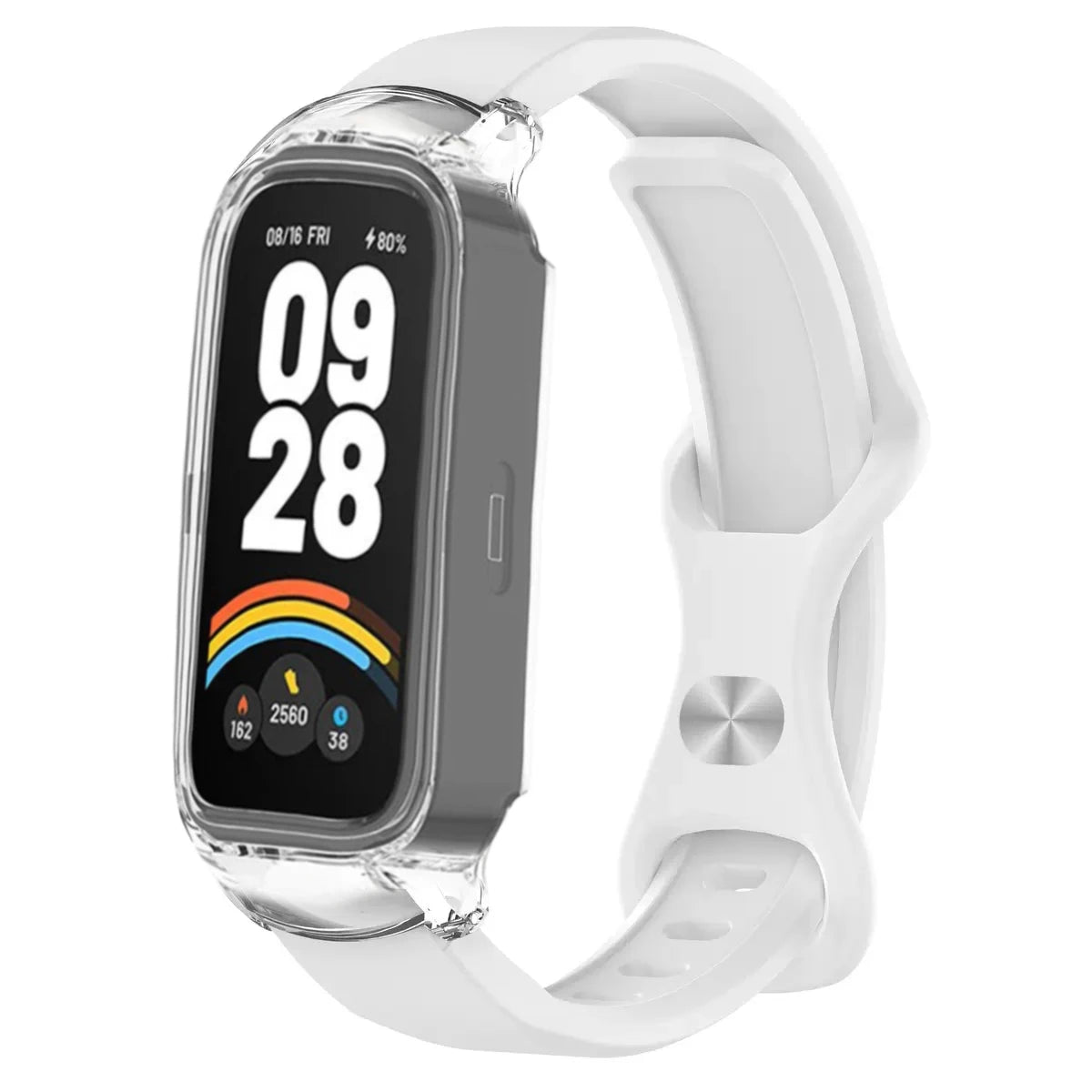 Silicone Watch Band and PC Protective Case for Smart Fitness Trackers - Unisex Replacement Strap