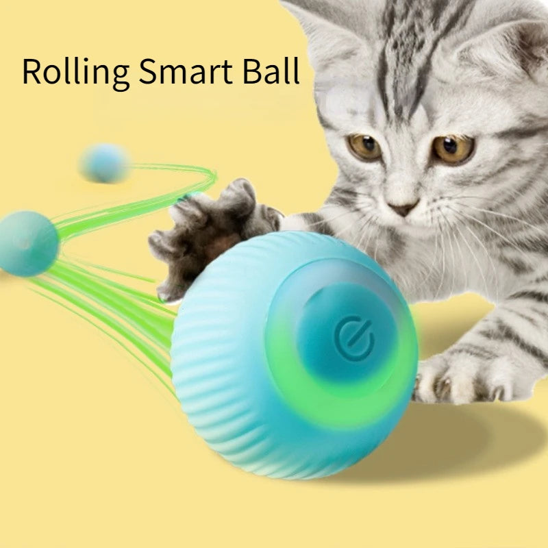 Automatic Rolling Cat Ball Toy – USB Rechargeable Interactive Self-Moving Kitten Toy for Indoor Play