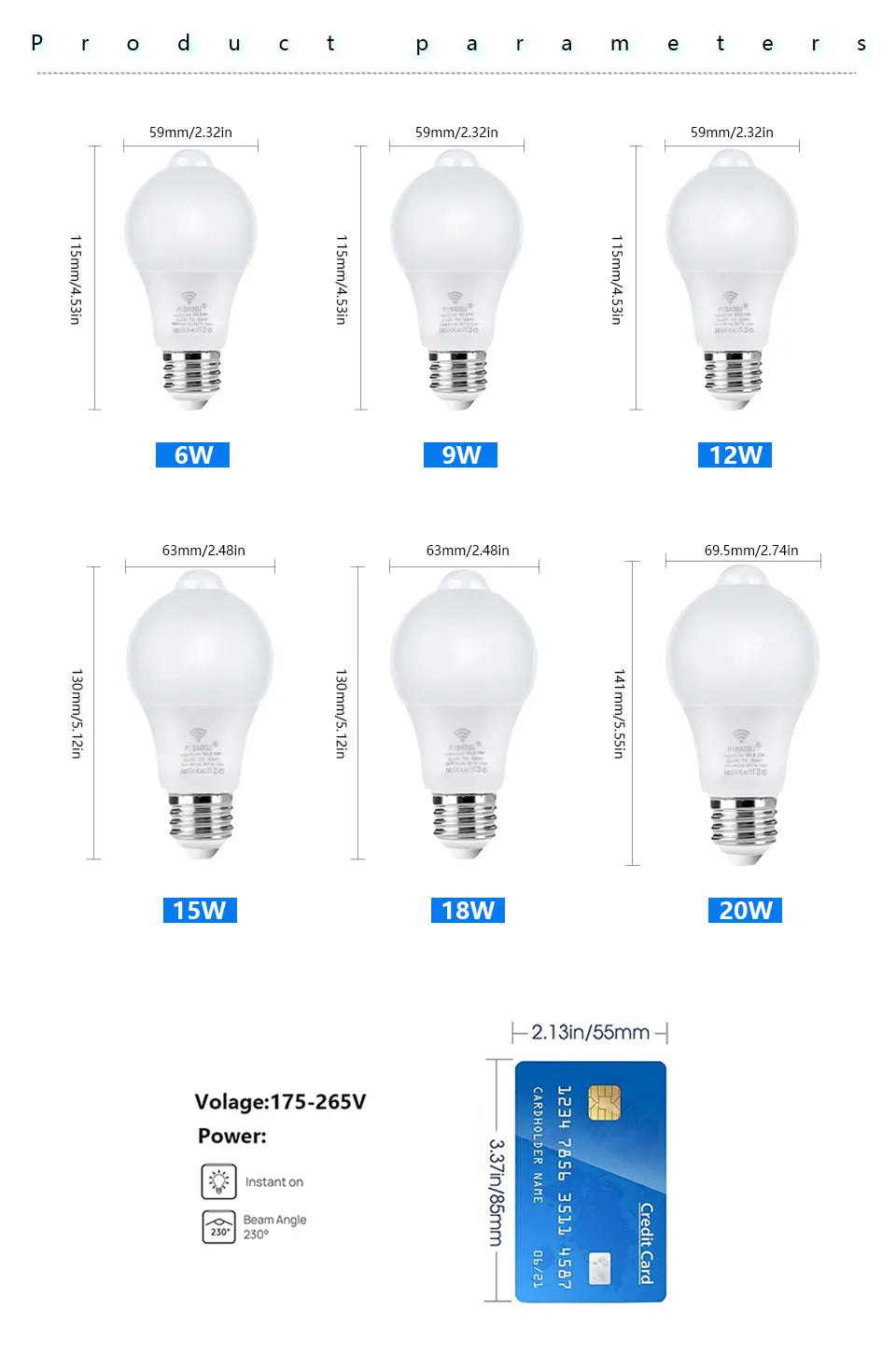 6-Pack Motion Sensor LED Bulbs E27 (6W/9W/12W/15W/18W/20W) 121–240V Radar Dusk-to-Dawn Energy-Saving