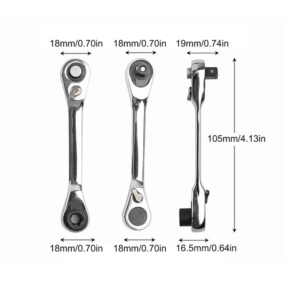 Mini 1/4 in (6.35 mm) 2-in-1 Ratchet Wrench Double-Ended Quick Socket Hex Driver