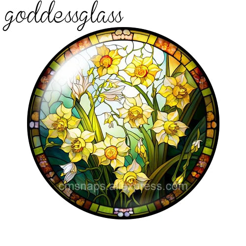 10-Pack Round Glass Photo Cabochons (12/18/20/25mm) Floral Flat Back for Jewelry Making