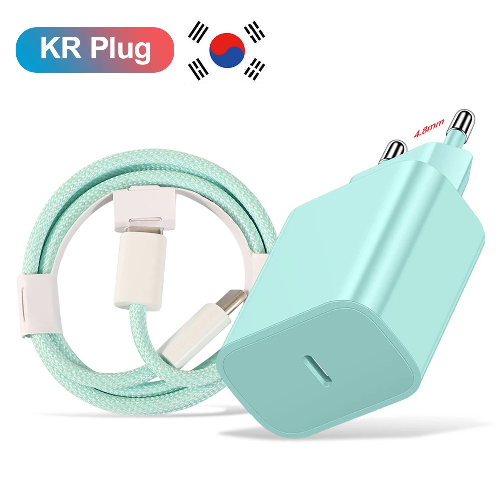 20W USB-C PD Fast Charger with USB-C Cable — 1-Port Wall Adapter for iPhone 15, Samsung S23 Ultra, Xiaomi Redmi Note 12