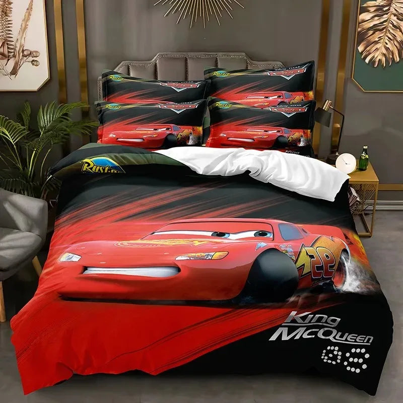 3-Piece Kids Cartoon Cars Duvet Cover Set - Race Car Bedding for Boys, Multiple Sizes 1.35-2.0 m (4.5-6.6 ft)