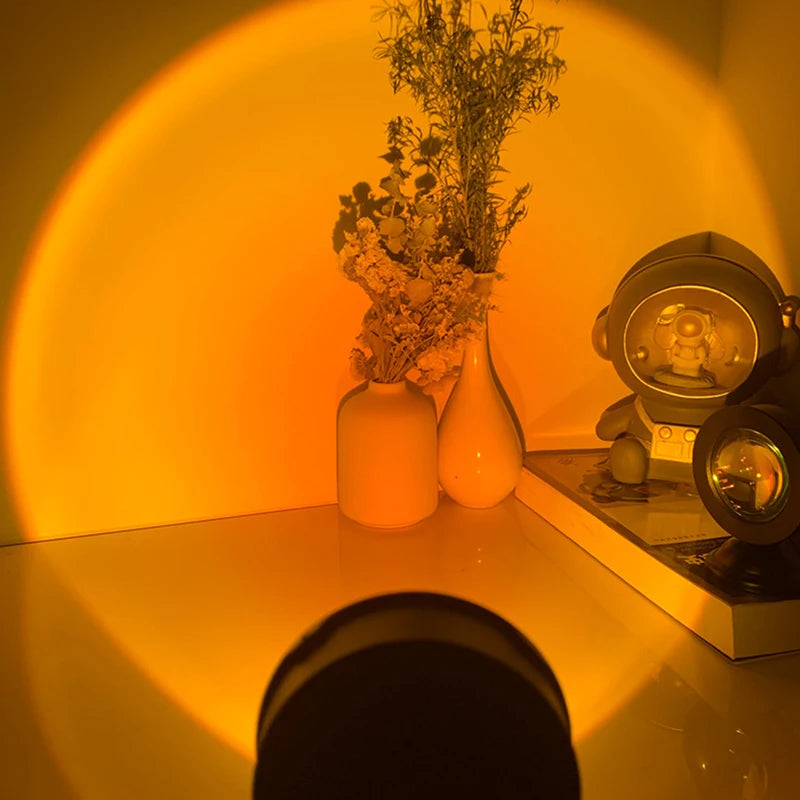 LED USB Sunset Lamp Projector Portable Mood Night Light for Bedroom, Living Room & Photography