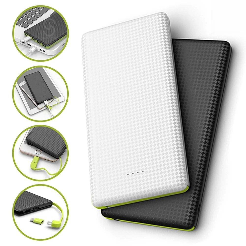 Portable Power Bank 5000mAh / 10000mAh with Built-In Micro USB (V8), Lightning Adapter & USB-C Dual Output