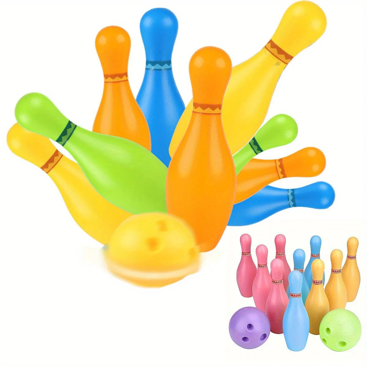 12-Piece Mini Bowling Set – 10 Pins & 2 Balls, Plastic Kids Indoor Outdoor Game Party Gift