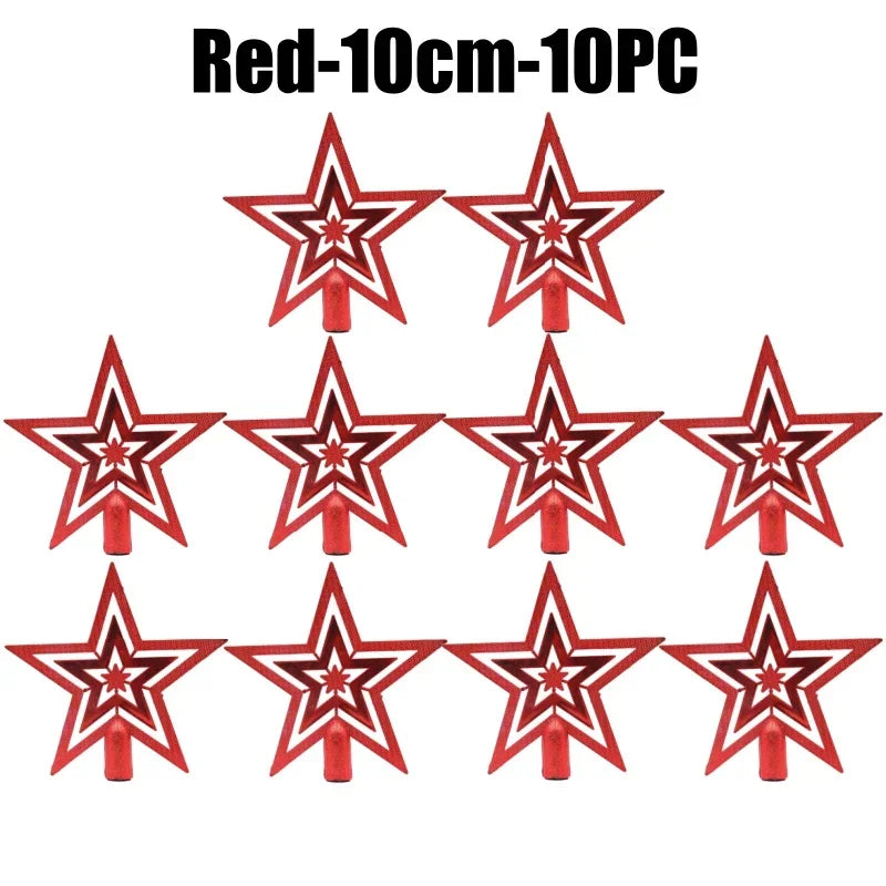 Star Christmas Tree Topper Gold & Red Shimmer 4 in / 8 in (10 / 20 cm) Holiday Tree Decoration