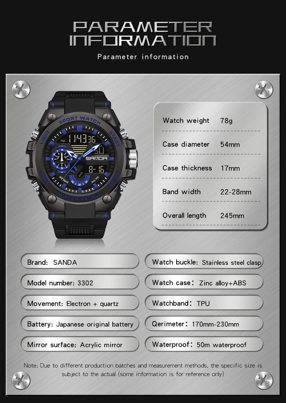 LED Dual Display Men's Digital Sports Watch - Shock Resistant Waterproof Analog-Digital