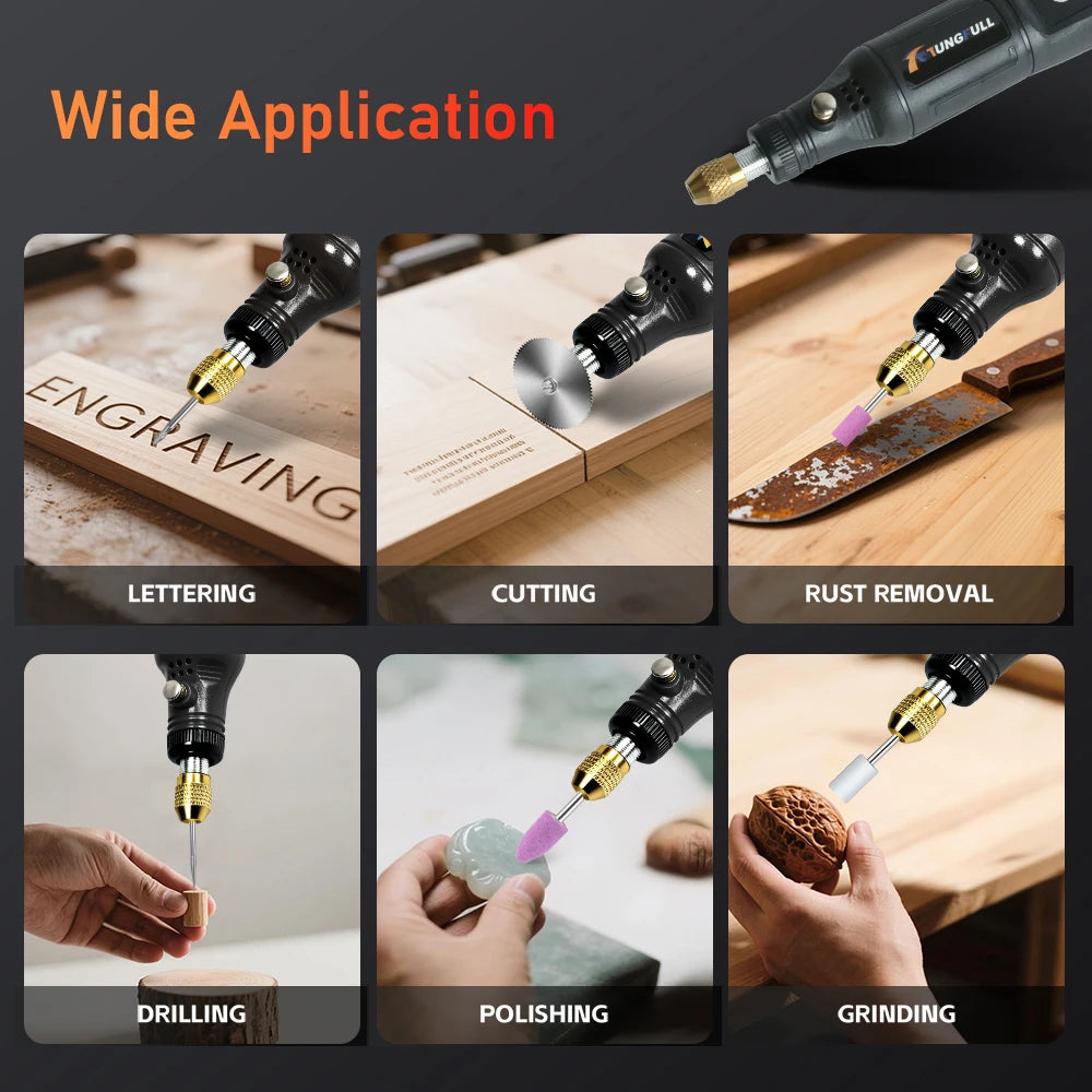 Mini USB Wireless Handheld Rotary Drill - Cordless Engraving Tool for Jewelry, Metal, Glass & Wood