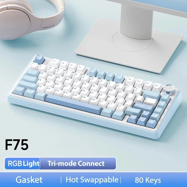 75% RGB Mechanical Gaming Keyboard — 2.4G Wireless, Bluetooth & Wired USB, Hot-Swap Switches, Gasket Mount, OEM Profile