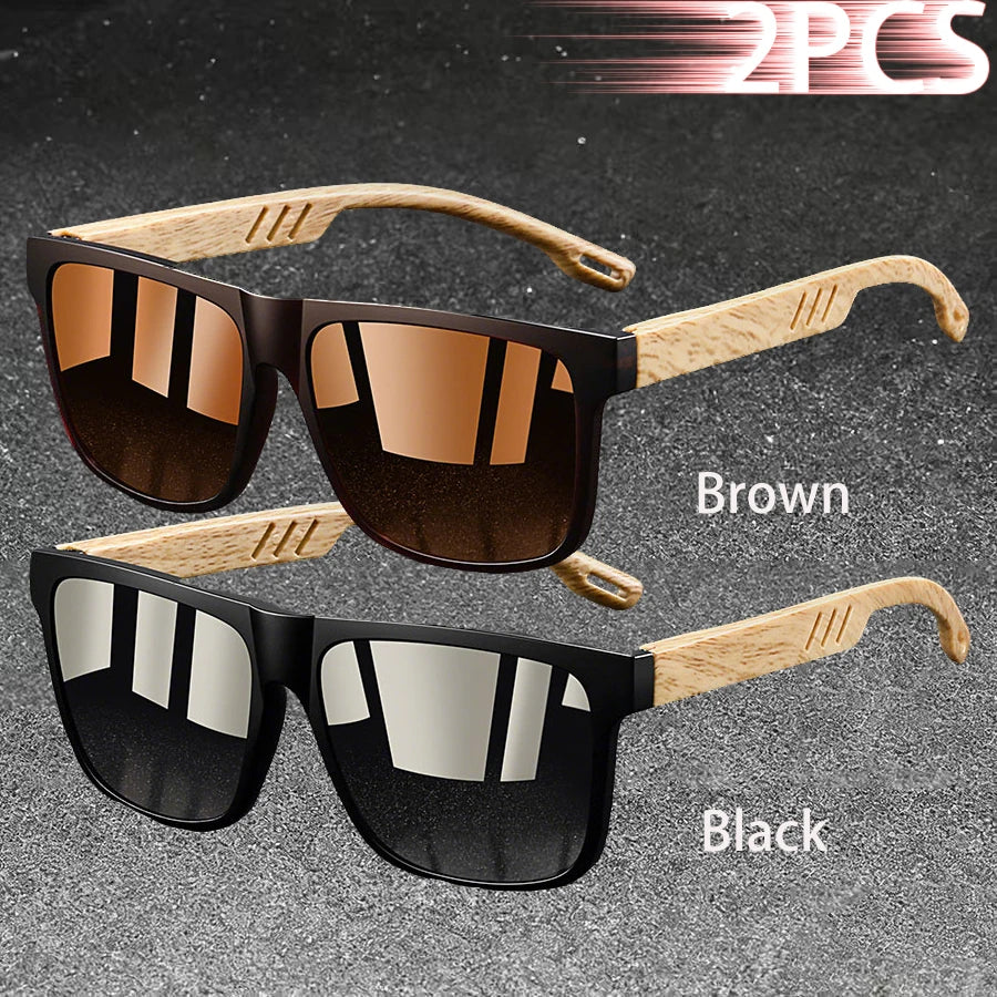 Vintage Square Frame Sunglasses for Men & Women - UV400 Mirror Lens Unisex Driving & Fishing Eyewear