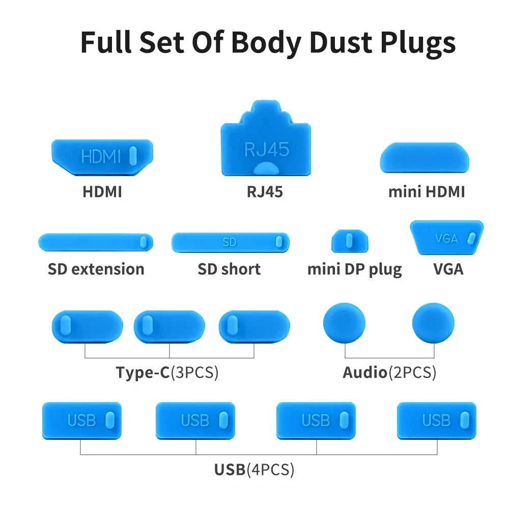 16-Pack Silicone Laptop Dust Plugs Universal USB-C USB HDMI Audio SD Port Protectors