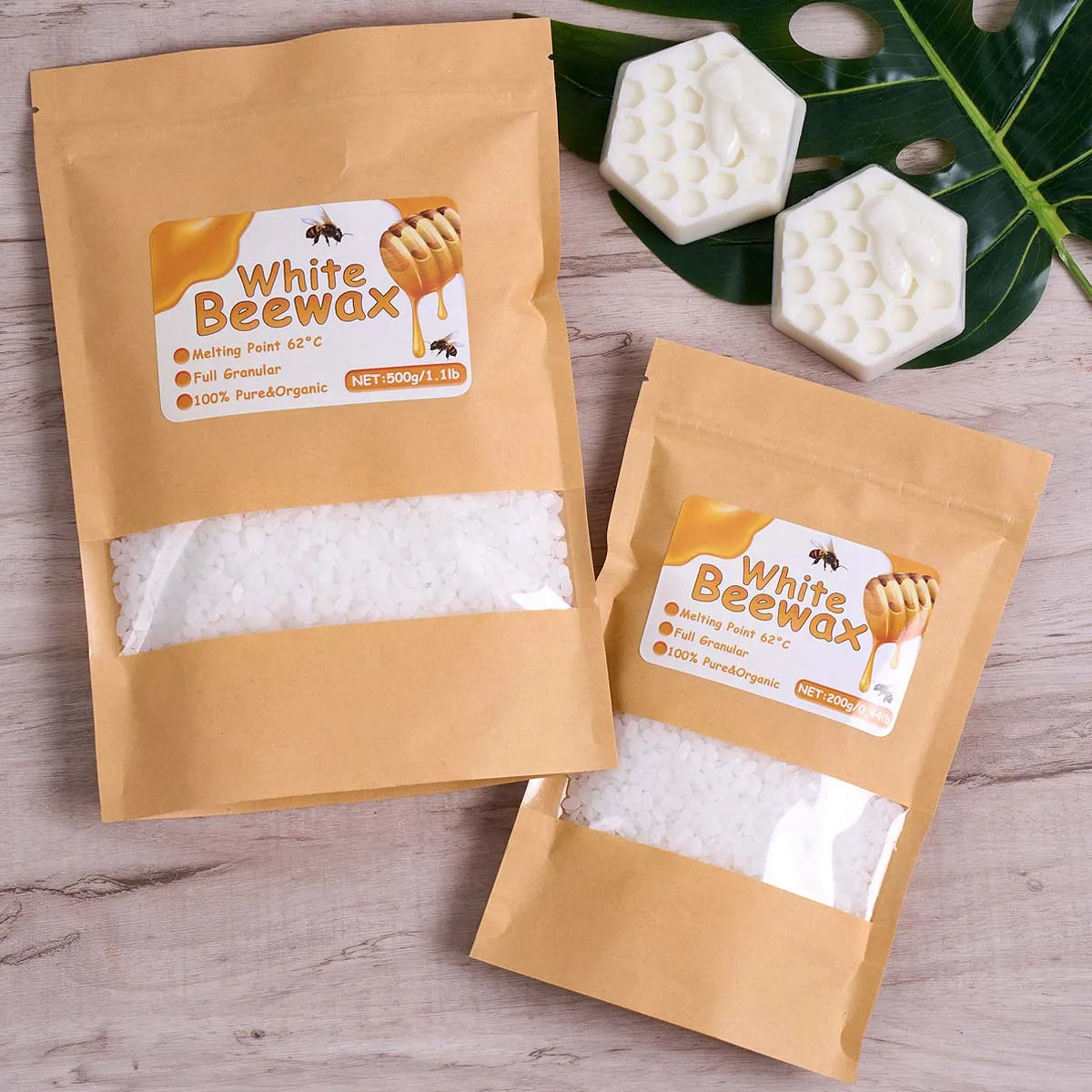 White Beeswax Pellets 1kg (2.2 lb) Odorless Natural Candle Making Wax Granules for DIY Crafts