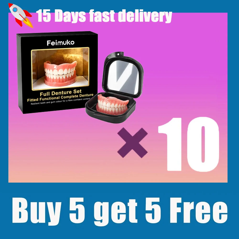 Custom Upper & Lower Full Mouth Silicone Dentures, Lifelike Natural Teeth and All-Day Comfort