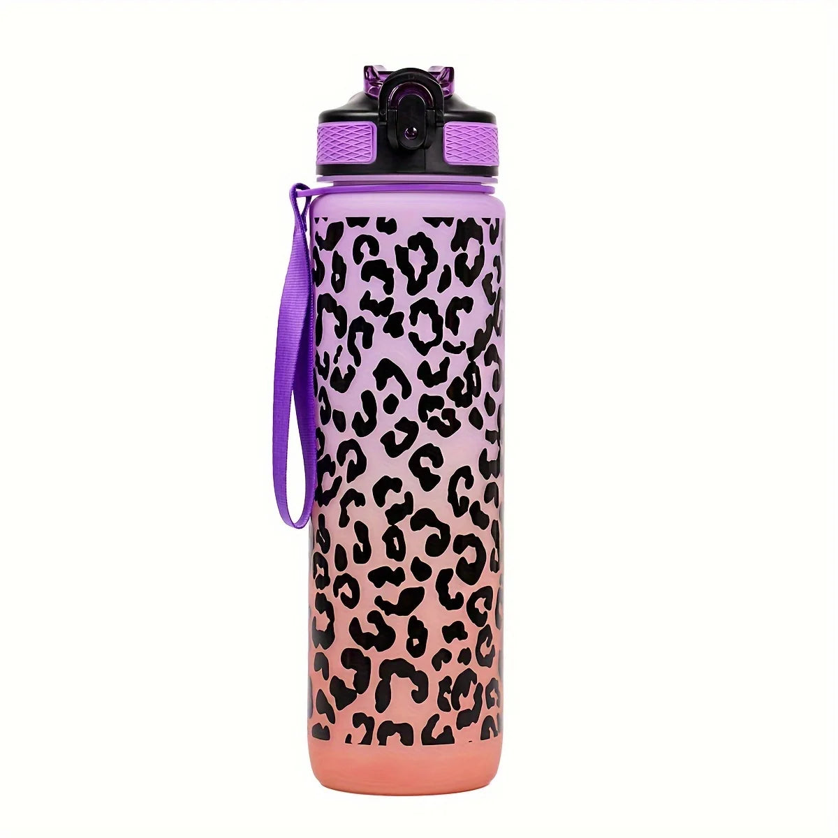 1 L (33.8 fl oz) Leopard Print Leak-Proof Sports Water Bottle - Portable Travel & Gym Bottle