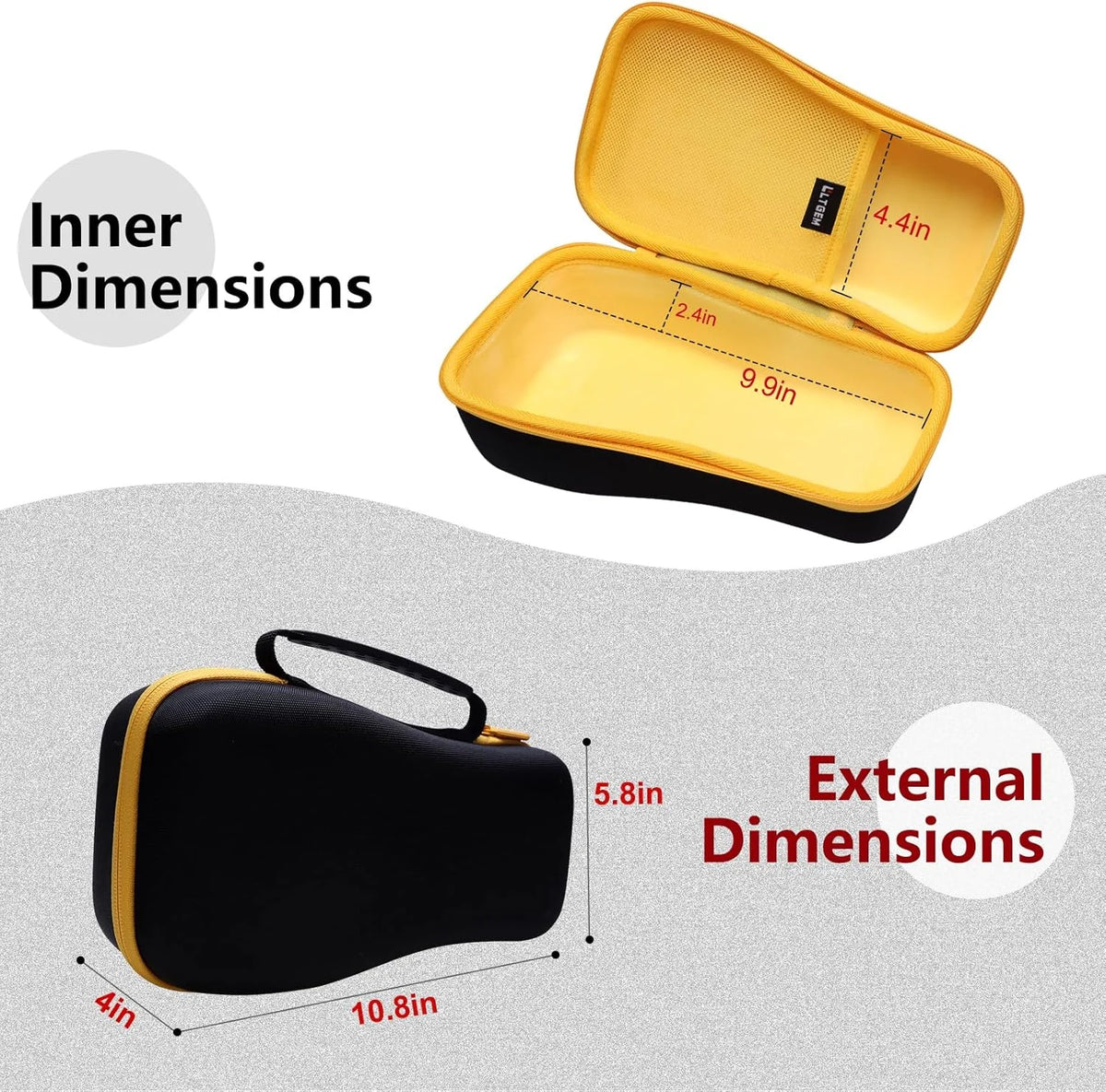 Label Maker Carrying Case with Yellow Edge – EVA Hard Shell Protective Case for Portable Label Printers, 10.8 x 5.8 x 4 in (27.4 x 14.7 x 10.2 cm)