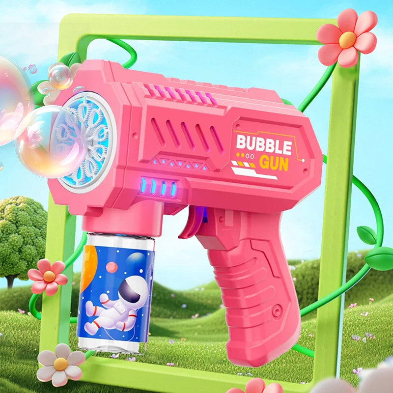 6-Hole Dinosaur Bubble Machine with Lights — Automatic Electric Bubble Gun & Soap Blower for Kids