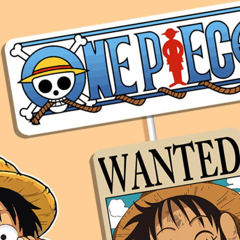 7-Piece Anime Pirate Cake Topper Set — Cute Cartoon Cake Flags for Kids Birthday, Baby Shower & Party Decorations