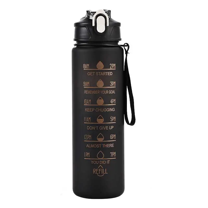 750–800ml Time-Tracking Sports Water Bottle with Straw, Leak-Proof Locking Flip Lid & Carry Strap (25–27 fl oz)