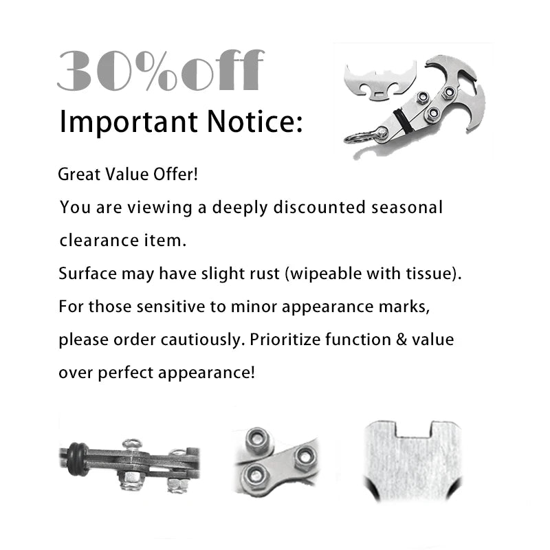 Multifunction Stainless Steel Folding Survival Claw Hook for Camping & Outdoor (8 x 4 cm / 3.1 x 1.6 in)