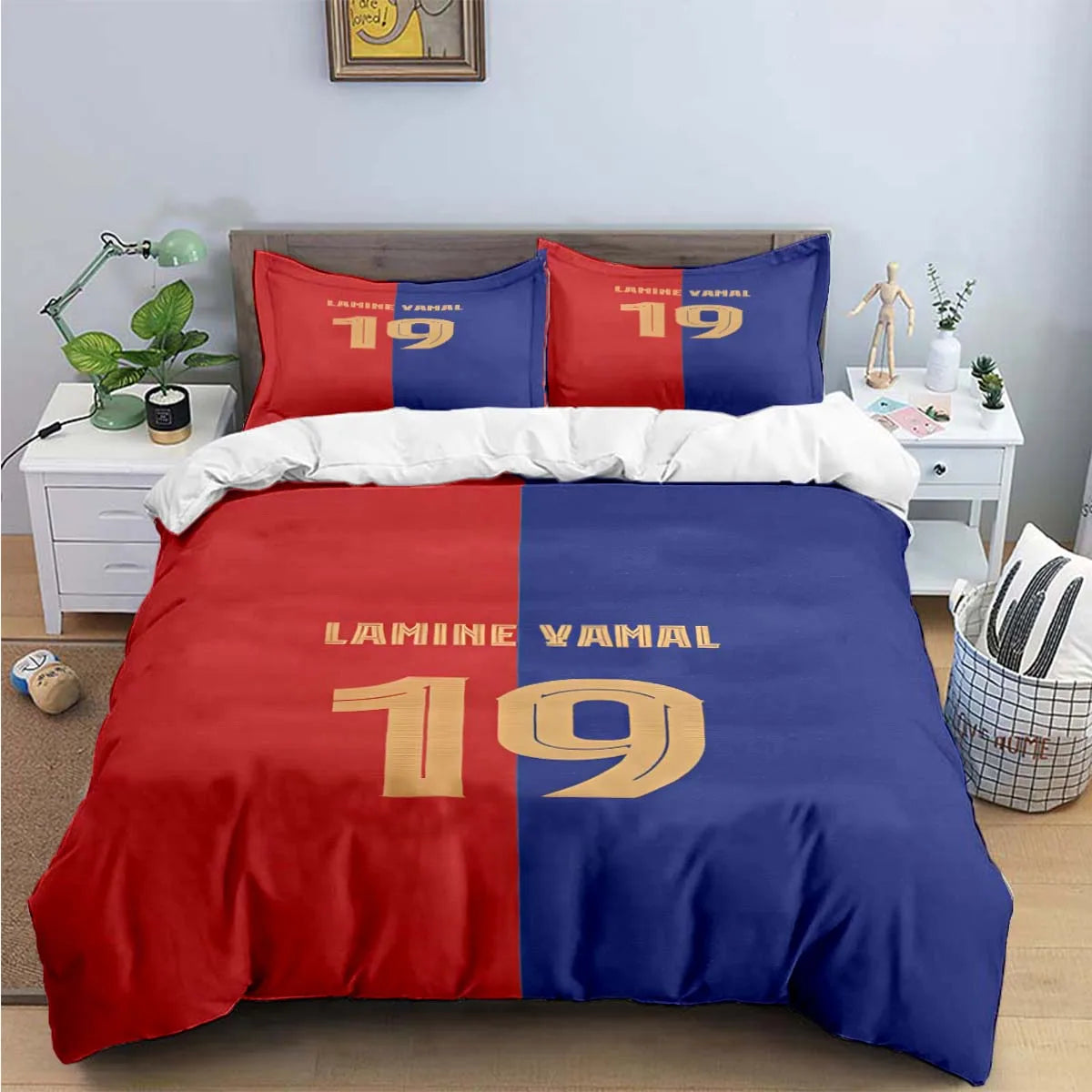3-Piece Football 3D Print Microfiber Duvet Cover Set with Pillowcases – Soft Hypoallergenic Bedding