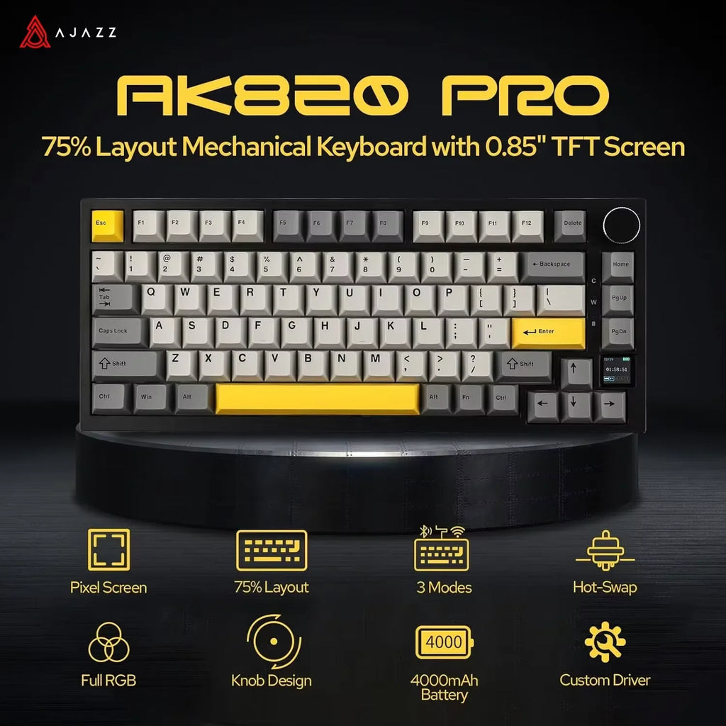 75% Hot-Swappable Mechanical Keyboard — Bluetooth 5.1, 2.4G Wireless & Wired USB-C, PBT Keycaps, RGB, Gasket Mount, Metal Volume Knob