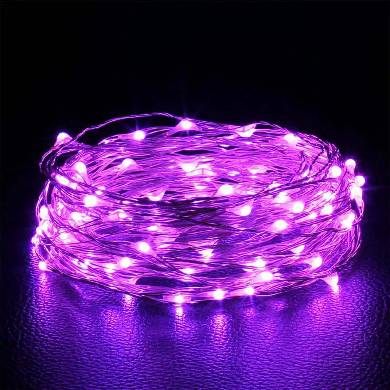 1-Pack Fairy LED Copper Wire String Lights — Battery Powered, 1/2/3/5/10M (3.3/6.6/9.8/16.4/32.8 ft) for Bedroom, Garden, Party and Wedding Decor