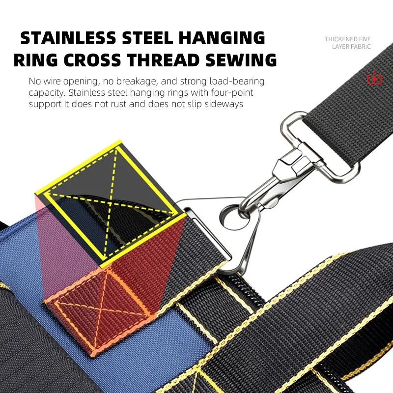 Heavy-Duty Electrician Tool Bag — Multi-Compartment Organizer with Wrench Storage & Reinforced Belt