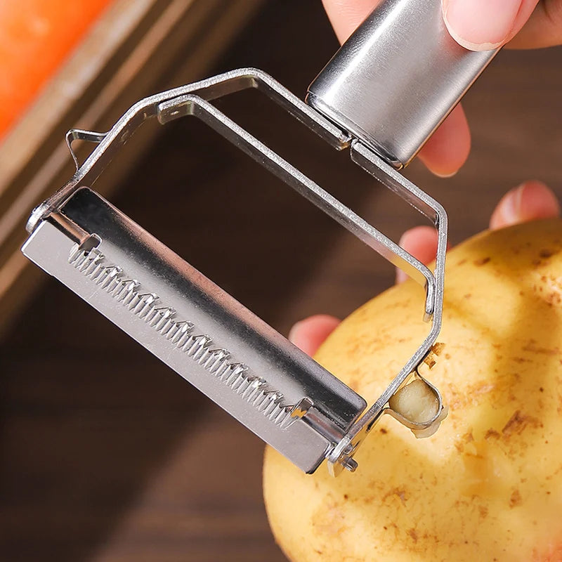 Stainless Steel 2-in-1 Vegetable Peeler & Slicer – Rotary Potato Peeler, Carrot Grater & Julienne Shredder