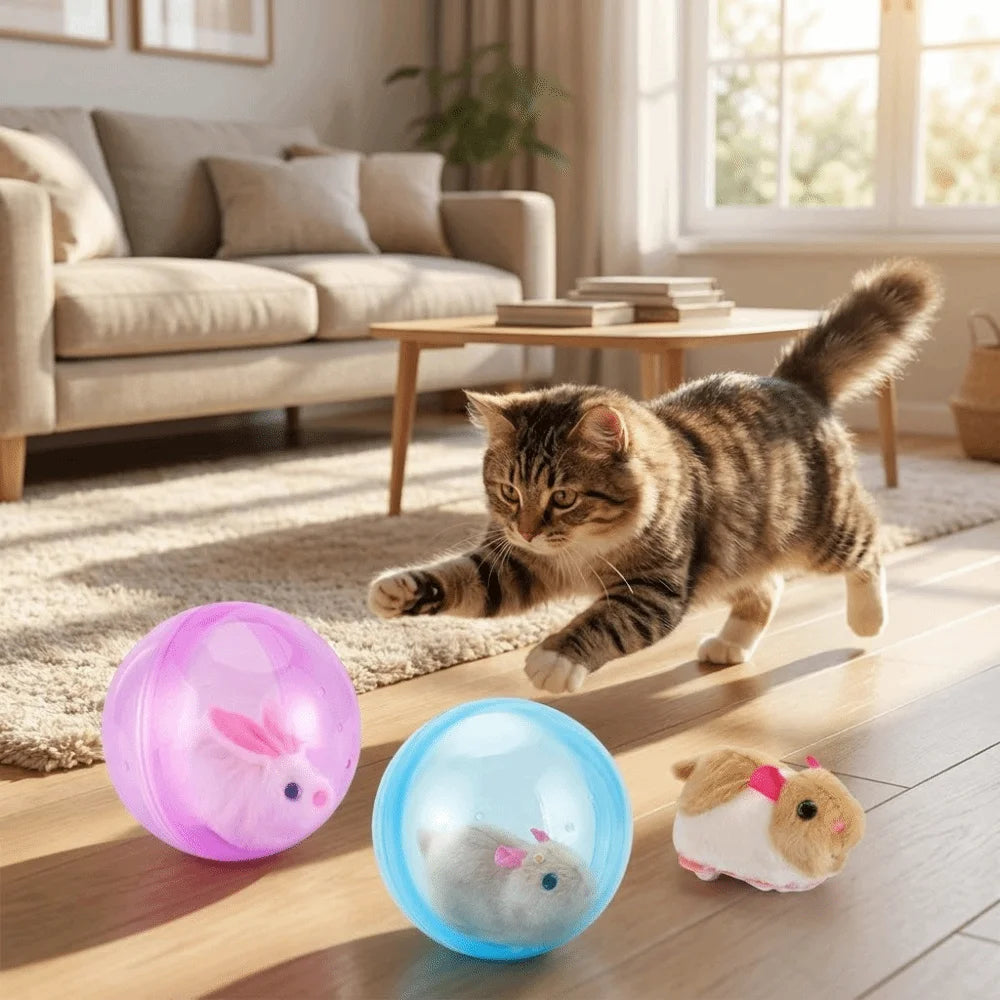 Interactive Cat Chasing Ball with Plush Toy view 2