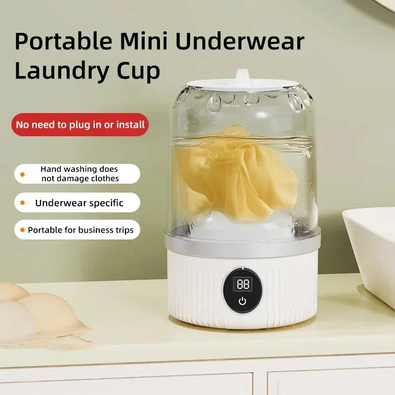 Portable Mini Washing Machine 1L (33.8 fl oz) – Compact Washer & Spin Dehydrator for Socks & Underwear