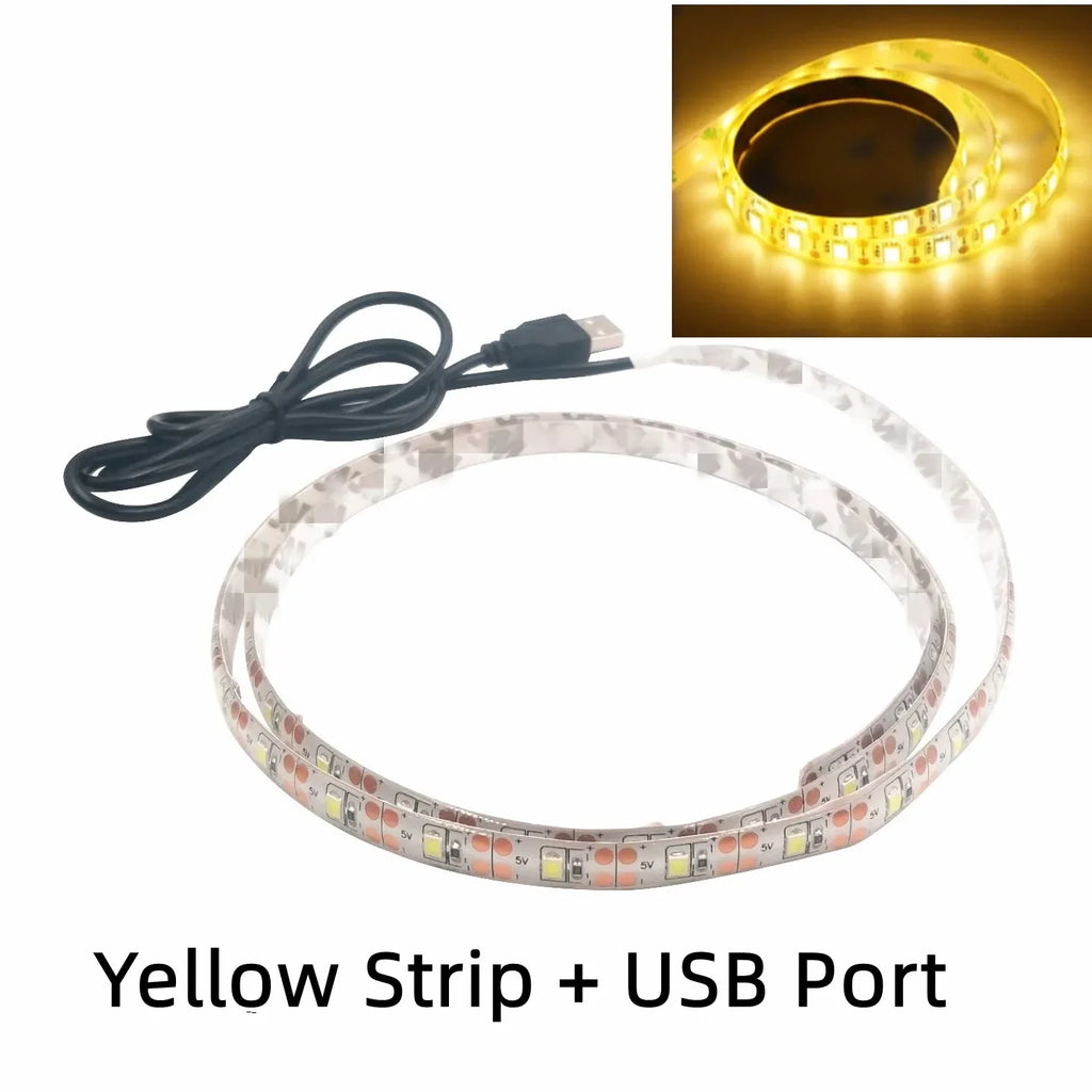 5V USB LED Strip Light Warm & Cool White 1m–5m (3.3–16.4 ft) Waterproof TV Backlight Flexible LED Tape