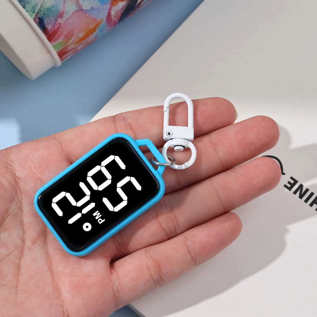 LED Keychain Digital Pocket Watch - Mini Electronic Timepiece for Backpacks & Keys