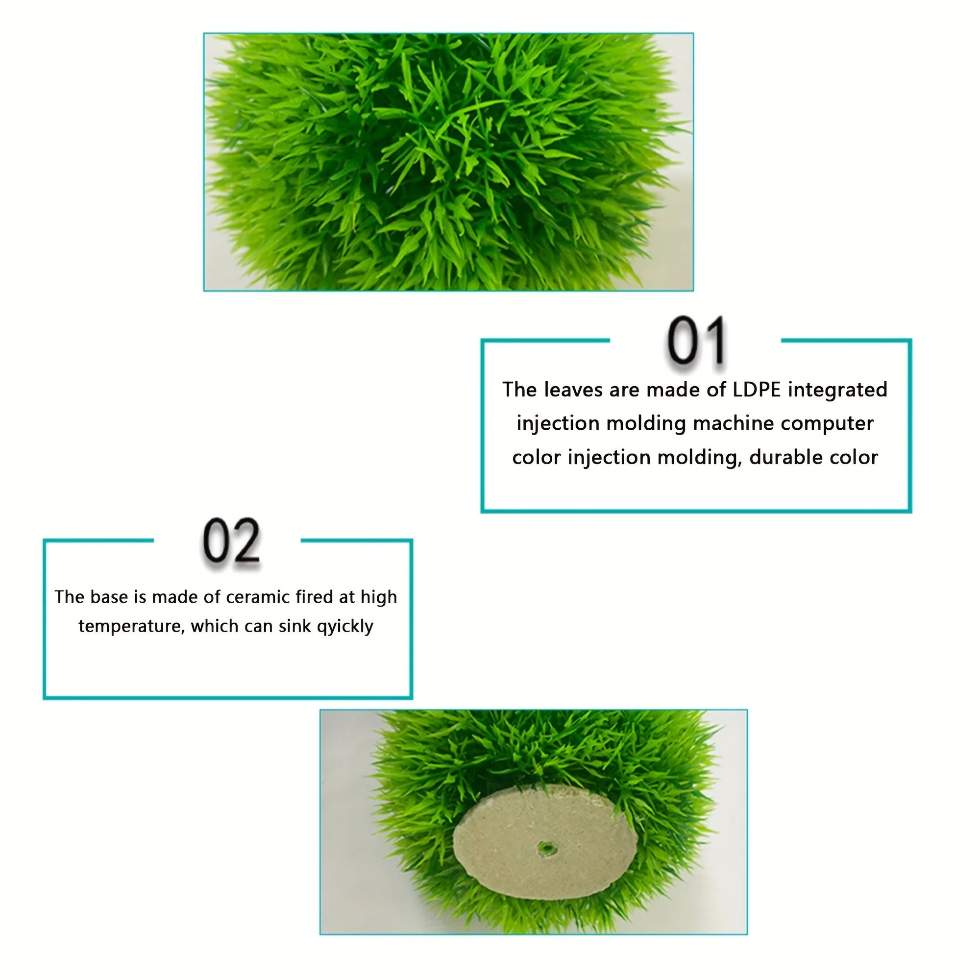 Faux Aquarium Grass Ball – Fade-Resistant Artificial Water Plant for Fish Tank Decor