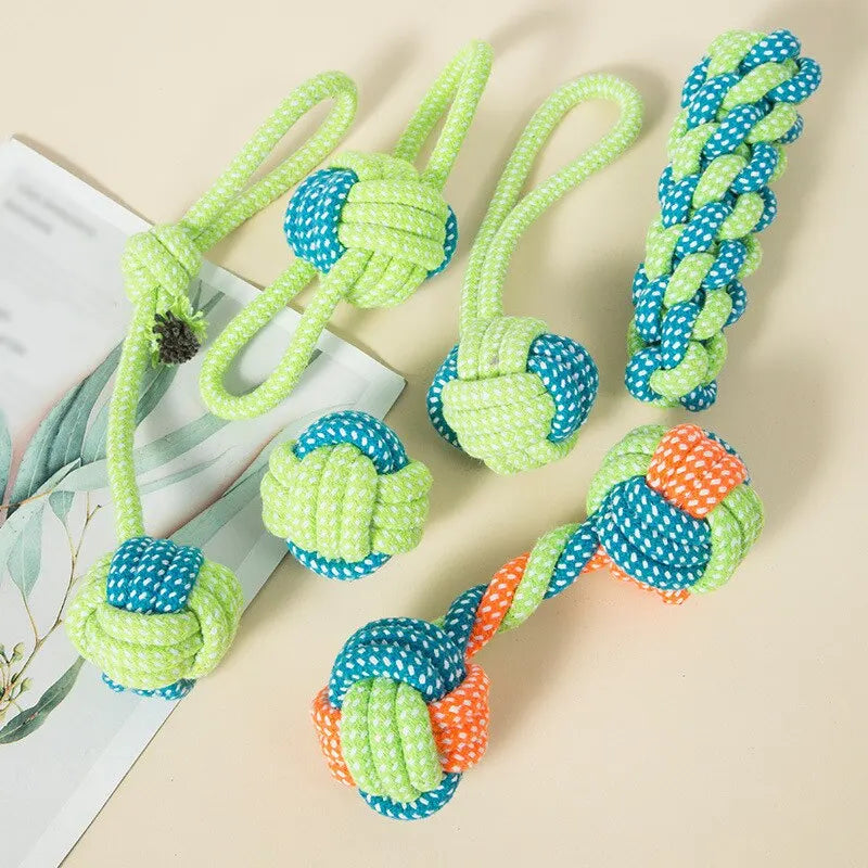 Bite-Resistant Rope Knot Chew Toy for Dogs & Cats — Teeth Cleaning, Boredom Relief & Training (4-Pack / 7-Pack)
