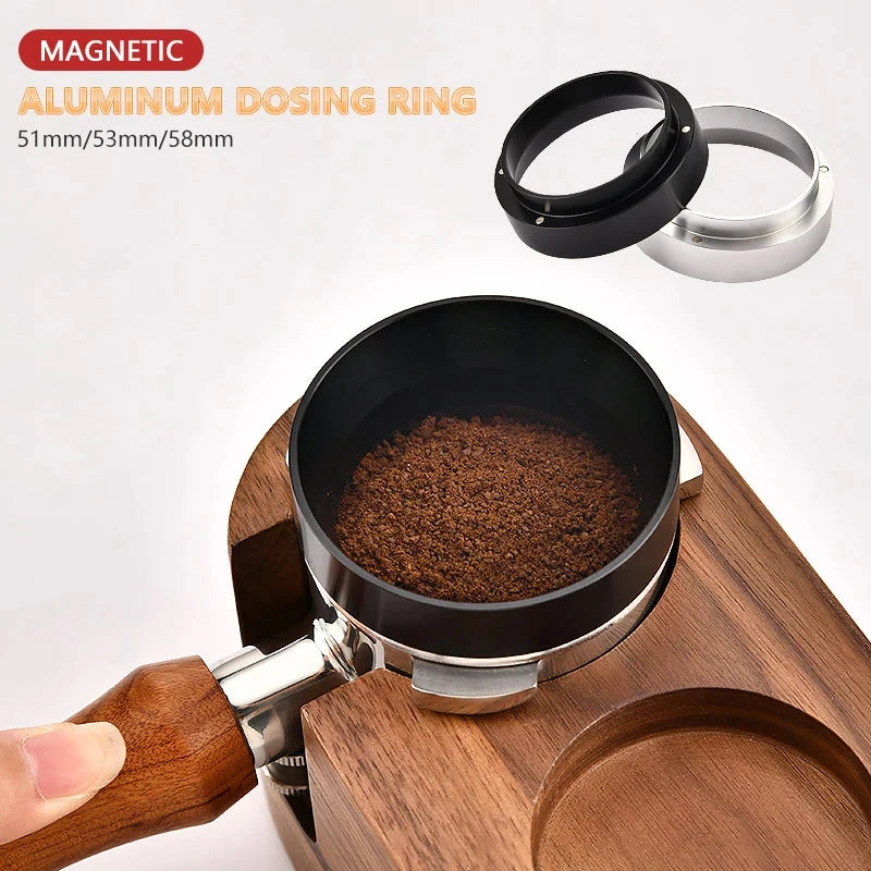 Magnetic Aluminum Dosing Ring for Espresso Portafilter — Fits 51mm, 54mm, 58mm
