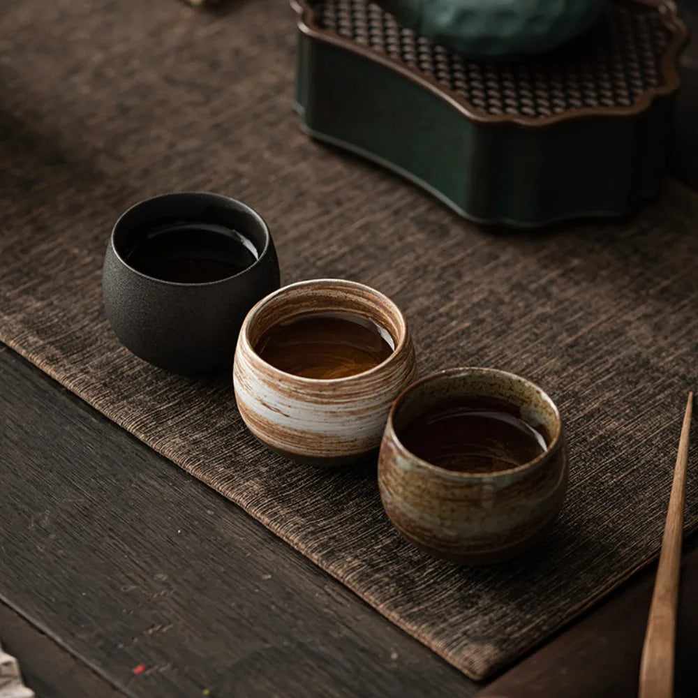 Japanese Stoneware Tea Cup 80ml (2.7 oz) Handmade Retro Teacup for Tea & Coffee