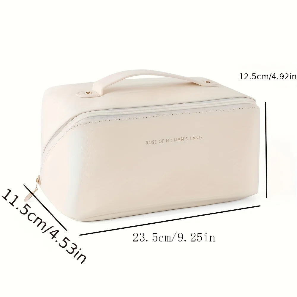 Luxury PU Leather Makeup Organizer Cosmetic Bag – Women's Travel Toiletry Case with Zipper