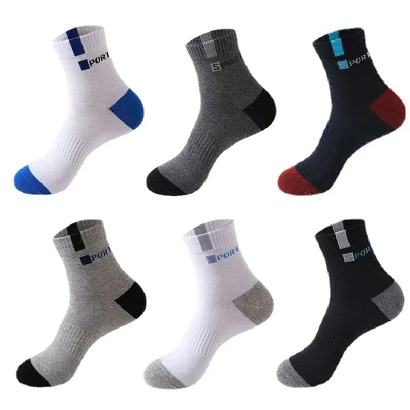 Men's Breathable Sports Crew Socks, 3/5/10 Pairs, Polyester-Cotton Anti-Odor Sweat-Absorbent