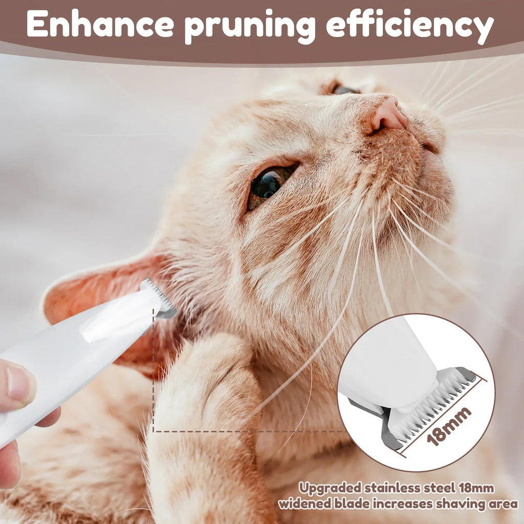 Dog Paw Trimmer with LED Light & Display — Cordless Waterproof Pet Hair Trimmer, 18mm Stainless Steel Blade