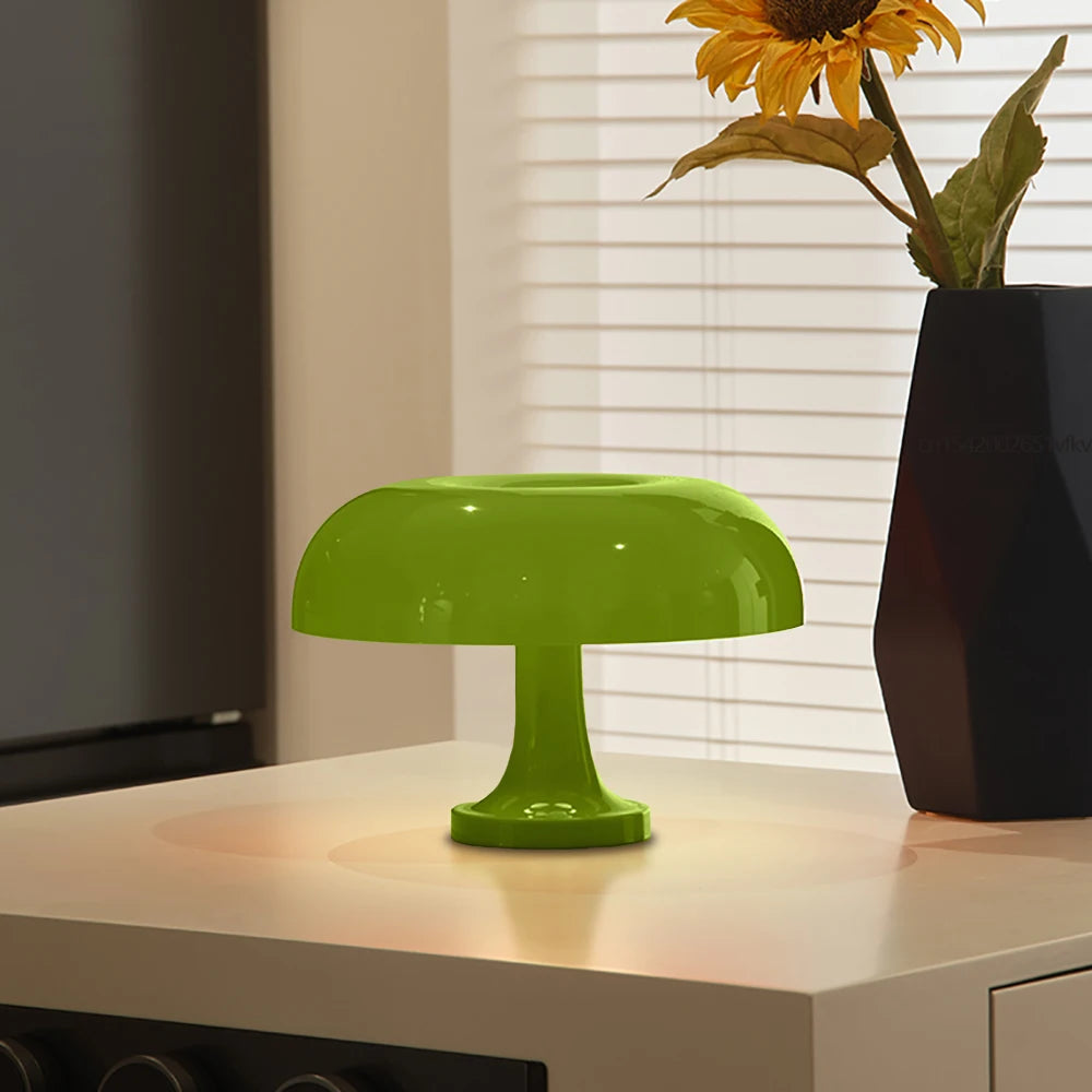 Mushroom Table Lamp Modern Bauhaus Bedside LED Lamp USB-C Rechargeable 3-Color Dimmable Orange