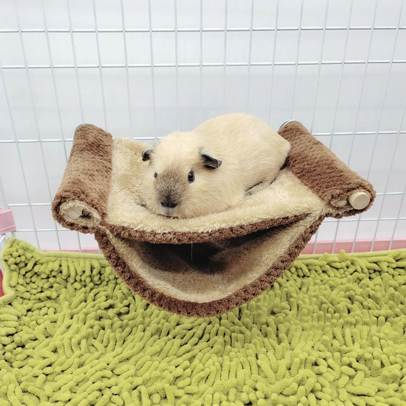 Pet Hammock for Small Animals – Double-Thick Plush Hanging Bed for Hamsters, Mice & Rats | Warm Nest Sleeping Bag, Two Sizes (20×14×10 cm / 7.9×5.5×3.9 in; 26×18×12 cm / 10.2×7.1×4.7 in)