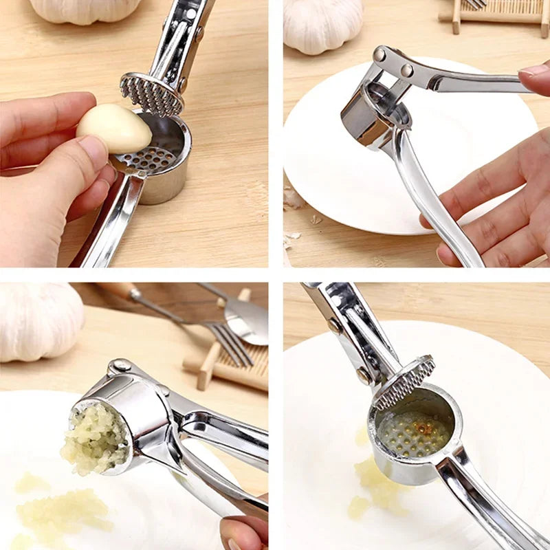 Stainless Steel Garlic Press Handheld Crusher & Mincer Garlic Squeezer